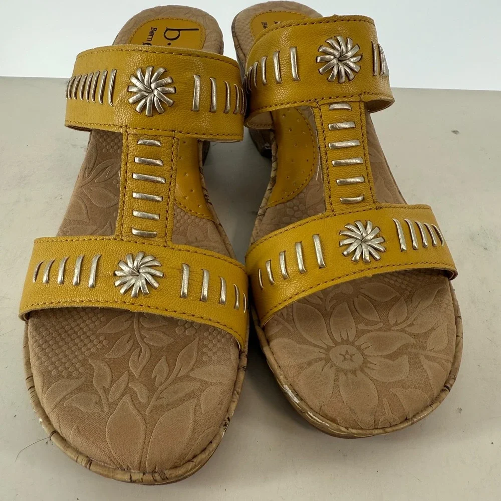 B.O.C. Born Concept‎ Floral Open Toe Platform Heel Wedge Sandals Yellow Size 7